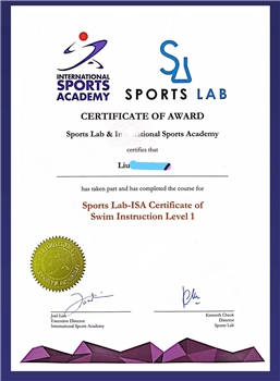 Certified Swimming Coach/Instructor/Teacher by ISA(International Sports Academy)